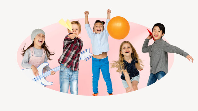 Fun kids party, badge design - Powered by Adobe