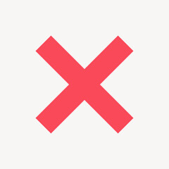 X mark icon, flat graphic