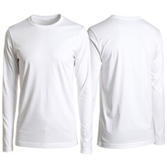 Fototapeta premium Front and back view of a plain white long-sleeve t-shirt