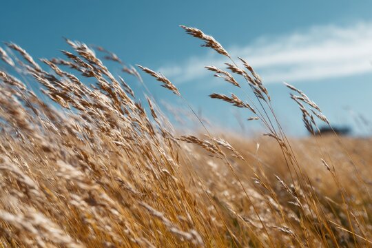 Golden grass field swaying in the breeze (1)