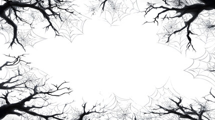 Cobweb background frame vector for spooky design, isolated on white background