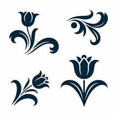 Elegant Floral Ornament Vector Pack with Decorative Flower Elements and Stylized Botanical Designs for Creative Projects