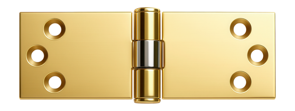 Brass butt hinge with polished finish, suitable for interior doors.