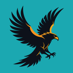 Majestic eagle in flight silhouette powerful bird of prey graphic design