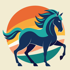 Dynamic silhouette of a horse in full gallop conveying speed and freedom