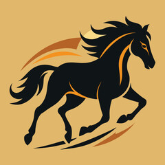 Dynamic silhouette of a horse in full stride captured in a powerful running pose ideal for equestrian themes