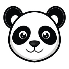 Fototapeta premium Charming black and white panda face illustration with a playful expression