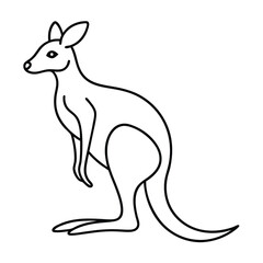 Minimalist outline illustration of a kangaroo in a simple clean vector design style