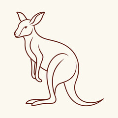Minimalist outline illustration of a kangaroo in a simple clean vector design