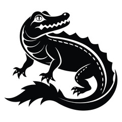Striking black and white crocodile silhouette graphic design