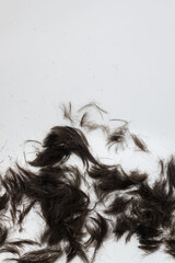 White Background with Short Dark Hair Clippings 