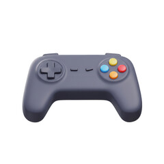 Dark gray retro game controller isolated on transparent background