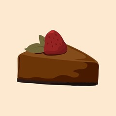 Strawberry chocolate cake, food illustration design