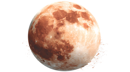 Full glowing moon digital art illustration, isolated on white background