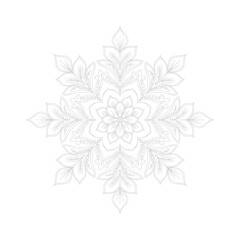 Vector art of intricate floral mandala, featuring stylized leaves and petals in a symmetrical, snowflakelike design for creative projects