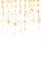 new year and christmas golden snowflakes string lights with gold shiny glitter stars on transparent background, png holiday vertical social media design element