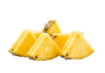 Cut Pineapple Pieces: Juicy Tropical Fruit Slices for Culinary and Commercial Use isolated on transparent background