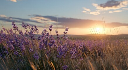 Obraz premium Lavender field at sunset (1)