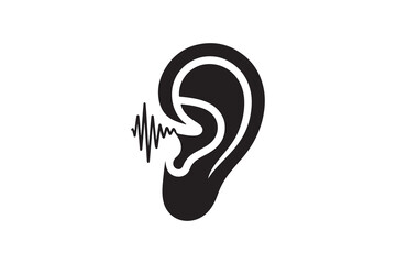 Human Ear with Sound Wave Silhouette Design