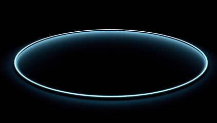 A glowing, light-blue ring encircles a dark, empty space, creating a minimalist, futuristic design.