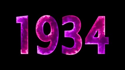 1934 neon line text animation. 1934 year text effect with neon glow. colorful 1934 typography effect. concept of counting years. past year technology concept.