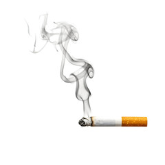 Smoking Cessation Cigarette and Smoke Visual on transparent background