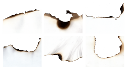 Unique abstract patterns created by burning paper in different shapes