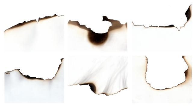 Unique abstract patterns created by burning paper in different shapes