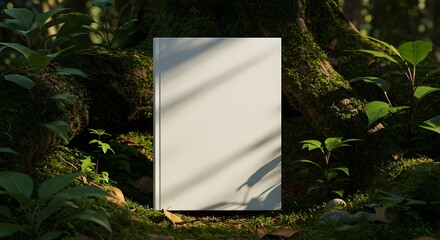 blank book mockup in the forest nature concept