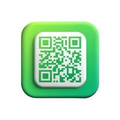 Green qr code icon isolated on transparent background