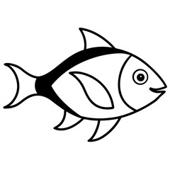 Obraz premium Simple cartoon fish illustration with bold black outlines and a distinctive silhouette style