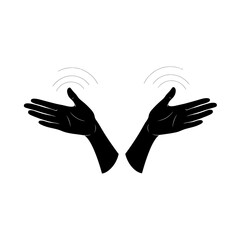 Vector art of two hands waving, expressing greeting or farewell, simple vector illustration for communication and gesture concept