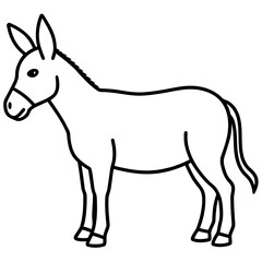 Simple black line drawing of a donkey standing facing left silhouette