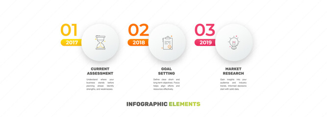 Vector template circle infographics. Business concept with 3 options and parts. Three steps for content, flowchart, timeline, levels