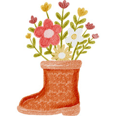 flowers in old boot