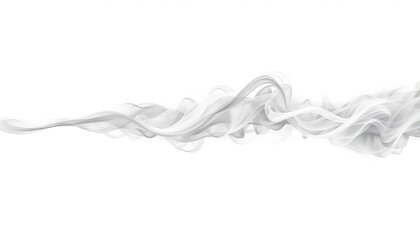 Elegant swirling smoke abstract background, featuring a flowing, delicate texture against a stark white backdrop