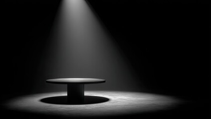 Spotlight on a dark table
