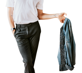 Bearded man in a white tee transparent png