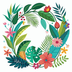 Hand drawn tropical botanical frame for banners and advertisements
