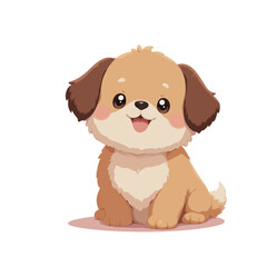 cute puppy sitting on the white background