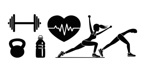 illustration of silhouette of woman fitness 