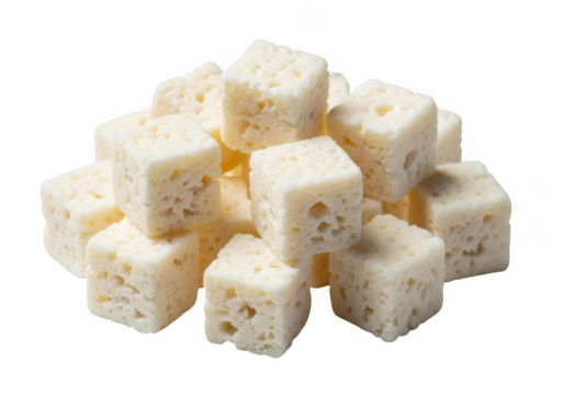 Pile of white cubes isolated on transparent background