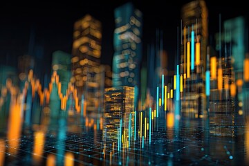 Abstract cityscape with financial data overlay (2)