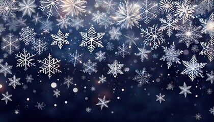 falling snowflakes on dark background
