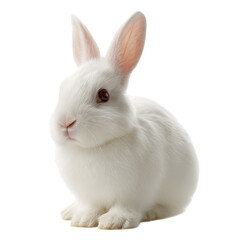 Obraz premium Fluffy white rabbit isolated on transparent background