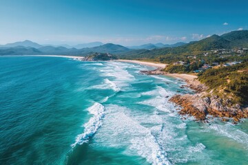Fototapeta premium Coastal landscape aerial view