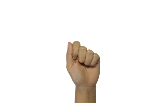 Isolated hand gesture on transparent background conveying strength and determination symbol