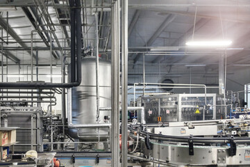Beer factory., industrial interior of brewery