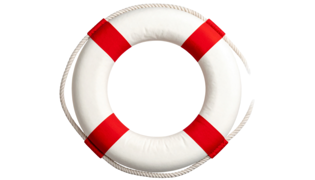Red Life Buoy PNG, Lifesaver Ring for Safety and Rescue, Transparent Background, Marine and Ocean Equipment Illustration, Emergency Float Design