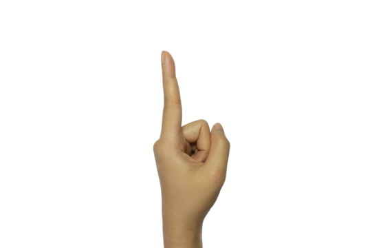 Pointing finger hand gesture on transparent png background ideal for compositing graphic design